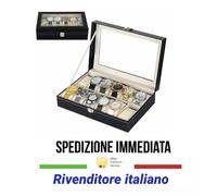 porta orologi scatola porta orologi box portagioie 12 posti ecopelle nero