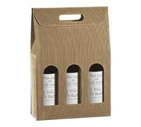 Scatola Porta 3 Bottiglie Vino Carta Kraft 27x9x34cm 5pz GARCIA DE POU - Regalo