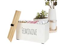 Scatola Porta Assorbenti - Custodia In Legno 20x13x15,3 Cm, Contenitore Per Articoli Per L'igiene Femminile, Elegante Contenitore Per Cosmetici Con Coperchio E Forma Compatta | Organizzatore Per Prodo