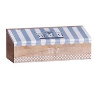 Scatola Porta bustine di tè, Tisane,infusi, in Legno MDF Verniciato,a Tema Marino,Contenitore Porta gioie, aoggetti,Caramelle, 30x12,5x12 Cm
