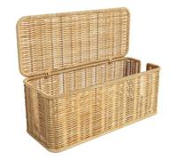 Scatola porta cavi in rattan - 2 scomparti aperti con coperchio | Portacavi intrecciato a mano | Scatola di gestione dei cavi per scaffale da pavimento per ufficio, mobile TV, tavolo | Protezione de