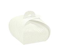 Scatola porta confetti tipo Tortina Tela bianca 4 x 4 x h 3,5 cm Confezione 10 pz art 15060
