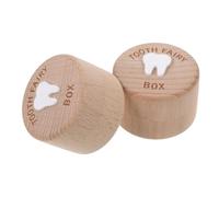 Scatola Porta Denti in Legno 2 Pezzi Dente 3D Intagliato Contenitore Ricordo per Denti da Latte Custodia Leggera e Resistente per Fatina dei Regalo per Shower e