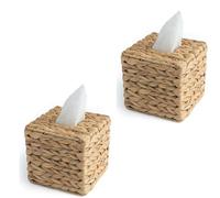 Scatola porta fazzoletti in giacinto d'acqua con coperchio, porta fazzoletti, copertura per scatola di fazzoletti in vimini, copertura quadrata tessuta a mano (dimensioni: 2 pezzi)