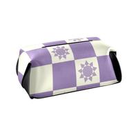 Scatola porta fazzoletti in pelle porta tovaglioli da appendere con visiera parasole con cinghie regolabili e cerniera riutilizzabile scatola dispenser di fazzoletti viola Sun Checker motivo scozzese