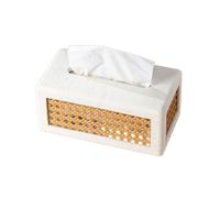Scatola porta fazzoletti in travertino, scatola di carta di lusso per soggiorno, scatola per tovaglioli per la casa o la scrivania, in rattan, decorazione per la casa (Wei)
