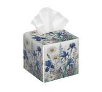 Scatola Porta Fazzoletti Pu Pelle Quadrato Watercolor Wildflowers Blue Resistente Portafazzoletti Da Tavolo Quadrato Porta Fazzoletti In Pelle Per Auto Bagno Vanità