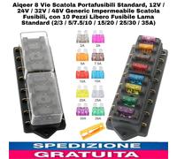 Scatola Porta Fusibili Standard a 6 Vie 12V/24V/32V/48V Impermeabile con 10 Pz