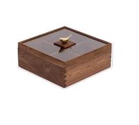 Scatola Porta Gioie Coperchio In Legno E Vetro Per Caramelle Piatto Per Frutta Secca Griglia Divisorio A Prova Polvere Conservazione Materia Organica(26*26*11cm) Portagioie Da Viaggio(Type-B)
