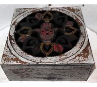 Scatola porta gioie oggetti il legno mano di Fatima bianca invecchiata industri