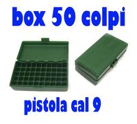 Scatola porta munizioni 50 colpi calibro 9 mm in plastica contenitore proiettili
