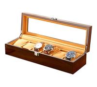 Scatola Porta Orologi Custodia Scatola per Orologio in Legno Scatola da 6 Scomparti Scatola di immagazzinaggio di Lusso Piano in Vetro Scatola di immagazzinaggio Keepsake Bracciale Federa Regalo di