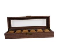 Scatola Porta Orologi Uomo Legno Marrone, Cassetta Piccola | Contenitore per Orologi e Gioielli, Uso Casa e Viaggio, PU Legno, Protezione Antigraffio