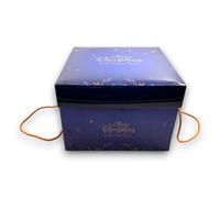 Scatola Porta Panettone Natalizia con Coperchio, Design Festivo 5 Colori, Manici Resistenti,24,5x24,5x17 cm, Scatola per Pandoro Panettone (Blu - Happy Christmas & Happy New Year, 24,5x24,5x17 Cm)
