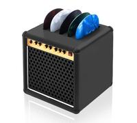 Scatola porta plettri per chitarra con 5 plettri, custodia per mini plettro a forma di amp, per chitarra, basso, ukulele, scatola espositiva portatile (nero)
