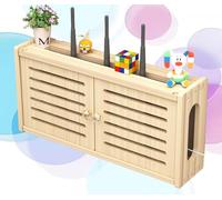 Scatola Porta Router da Parete Contenitore per Router WiFi Mensola per TV in Legno Supporto Telefono Parete Scatola,C-48x24cm