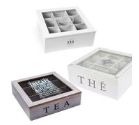 Scatola Porta The Tisane Bustine Tè Shabby Chic Cuore Contenitore Legno 9 Posti
