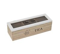 Scatola Porta Tisane in Legno, Porta Bustine The da 3 Tea Box, Scatola Porta The Bustine Bianco 24x8x7 cm