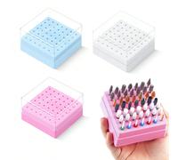 Scatola portabits per trapano per unghie con 49 fori, bianca, rosa e blu, vuota, supporto per display del trapano per unghie, accessori per manicure e strumenti ABS