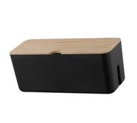 Scatola Portacavi da Parete Nera in Plastica e Legno, Organizer