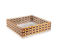 Scatola Portacialde in plexiglass con coperchio e 4 Scomparti ONLY COFFEE 22x22xh7 cm Trasparente arancio