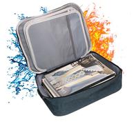 Scatola portadocumenti a 3 strati 14,2x10,6", ignifuga e impermeabile, con lucchetto e cerniera, borsa portatile da viaggio/per laptop per casa,