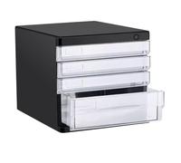 Scatola Portadocumenti Con Serratura - Mobiletto Portadocumenti A 4/5 Cassetti Per Documenti, Cartelle, Articoli Per Ufficio, Salvaspazio E Sicuro Per Casa E Ufficio(Black,4-layers)