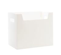 Scatola portadocumenti da scrivania per ufficio, organizer per schedario aperto rettangolare bianco con doppie maniglie laterali, scatole portaoggetti per cartelle sospese, per