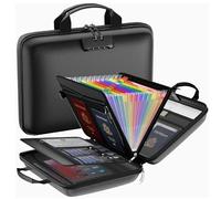 Scatola portadocumenti ignifuga con serratura, custodia rigida, formato A4, resistente all'acqua, espandibile con 13 tasche, portatile, per casa, ufficio, viaggi, sicura per certificati, passaporti