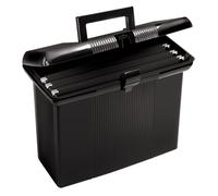 Scatola portadocumenti portatile Pendaflex con guide, coperchio incernierato con doppia chiusura, nera, 3 cartelle sospese nere formato lettera i