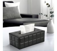 Scatola portafazzoletti rettangolare di grandi dimensioni in pelle PU a quadri neri, per decorazione tavolo da pranzo, bagno domestico, organizzatore bagno, decorazione autunnale, ritorno a scuola Pol