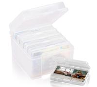 Scatola portafoto, 4 x 6 organizer per foto, in plastica, trasparente, per foto, in plastica, con 6 scomparti