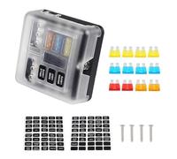 Scatola portafusibili a 4, 6, 10, 12 vie for auto, barca, 12 V, 24 V, base a lama, portafusibili, vite, dado, terminale, fusibili gratuiti, indicatore LED, copertura, 1 pezzo(6 Ways)