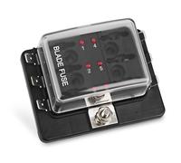 Scatola portafusibili a 4, 6, 10, 12 vie for auto, barca, 12 V, 24 V, base a lama, portafusibili, vite, dado, terminale, fusibili gratuiti, indicatore LED, copertura, 1 pezzo(6 Ways Fuse holder)