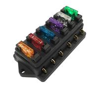 Scatola portafusibili a 6 vie for auto, veicolo, circuito automobilistico, blocco fusibile a lama con 6 fusibili standard, 1 pezzo(F458-Z)
