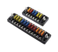 Scatola portafusibili for auto, ignifuga, 32 V, 75 A, blocco fusibile a lama con doppia copertura for fusibili, 12 vie, 6 vie, for auto, nautica, triciclo, 1 pezzo(12 Ways)