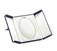 Scatola portagioie con perle, custodia vintage for anelli e collane con doppia apertura e fessura interna da 45 cm Conservazione dei gioielli(Blauw)