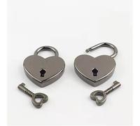 Scatola portagioie da matrimonio, diario, libro, valigia, stile antico, lucchetto a forma di cuore, mini lucchetti, lucchetto con chiave, 1 pezzo(Gun Black)