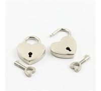 Scatola portagioie da matrimonio, diario, libro, valigia, stile antico, lucchetto a forma di cuore, mini lucchetti, lucchetto con chiave, 1 pezzo(Silver)
