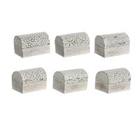 Scatola-Portagioie DKD Home Decor Bianco Dorato Alluminio Legno di mango 7,5