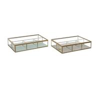 Scatola-Portagioie DKD Home Decor Cristallo Metallo Verde Grigio chiaro [27 x