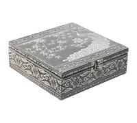 Scatola-Portagioie Home ESPRIT Verde Argentato Legno Alluminio 18 x 18 x 6 cm