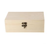 Scatola portagioie in legno di pino, per collane, bracciali e piccoli utensili, con chiusura di bloccaggio e coperchio incernierato (M)
