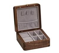 Scatola portagioie in legno massello, espositore for braccialetti in noce con ferramenta in ottone e fodera in velluto for piccole collezioni