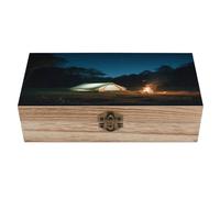 Scatola portagioie in legno, portaoggetti portaoggetti, cielo stellato, campeggio, scatola in legno fatta a mano per riporre gioielli, monete, carte Tartot, piccoli tesori