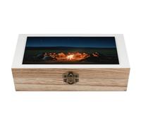 Scatola portagioie in legno, portaoggetti portaoggetti, cielo stellato, falò, scatola in legno fatta a mano per riporre gioielli, monete, carte Tartot, piccoli tesori