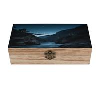 Scatola portagioie in legno, portaoggetti portaoggetti, cielo stellato, ponte sospeso, scatola in legno fatta a mano per riporre gioielli, monete, carte Tartot, piccoli tesori