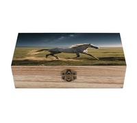 Scatola portagioie in legno, portaoggetti portaoggetti con cielo stellato, cavallo, scatola in legno fatta a mano per riporre gioielli, monete, carte Tartot, piccoli tesori