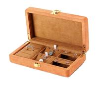 Scatola portagioie in microfibra con chiusura in metallo, striscia elastica e bottone automatico for riporre braccialetti, anelli, collane e ciondoli Conservazione dei gioielli(Oranje,415g)