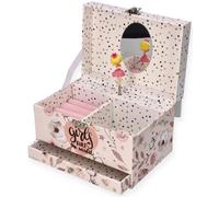 Scatola portagioielli con carillon Ballerina - rosa con fiori
